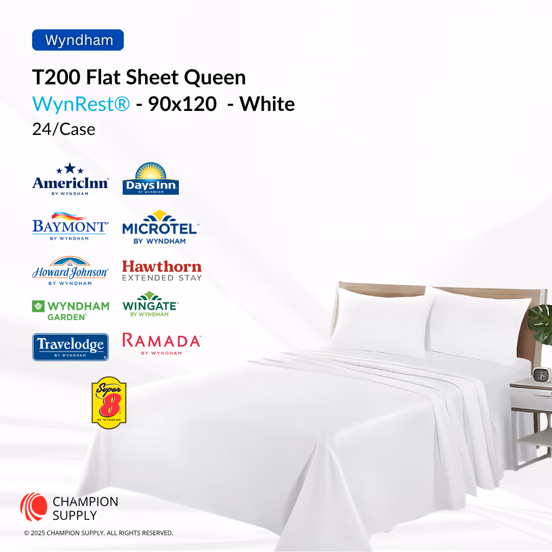 Wynrest T200 Flat Sheet Queen 90x120 White, Case of 24
